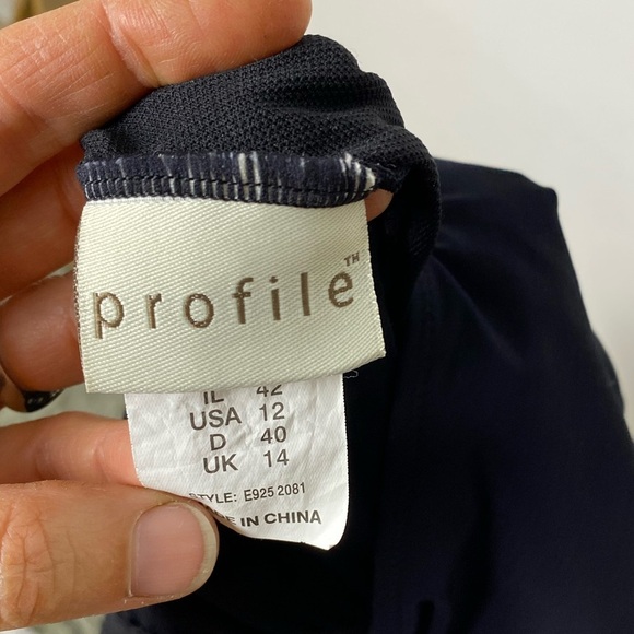 Black One-Piece Swimsuit with Blue Trim. Size 14 - Picture 6 of 8